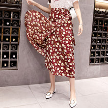 Load image into Gallery viewer, Lucyever Sexy Boho Women Chiffon Long Skirt Fashion Print Floral Spring Summer Beach Sun Skirt Elegant Plus Size Lace Up Faldas