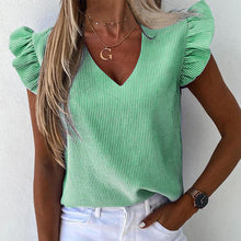 Load image into Gallery viewer, Women Pineapple Floral Print Ruffle Blouse 2020 Summer Butterfly Sleeve Shirt Elegant Office Lady O-Neck Tops Blusa Streetwear
