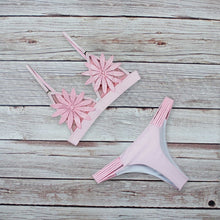 Load image into Gallery viewer, Sexy Bikini 2020 White Mesh Embroidered Flower Strappy Biquini Micro Bathing Suit Swimsuit Thong Swimwear Women Brazilian Bikini
