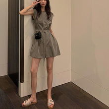 Load image into Gallery viewer, Rompers Women Solid Sleeveless Fashion Leisure Empire Sashes Loose Korean Style Womens Chic Ulzzang Playsuits Wide Leg All-match