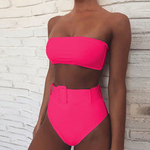 Load image into Gallery viewer, High Waist Bikini 2020 Sexy Black Swimwear Women Swimsuit High Leg Bandeau Bikinis Set Swimming for Bathing Suit Woman Swimsuits