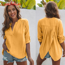 Load image into Gallery viewer, V Neck Summer Blouse Women 2020 Yellow Korean Fashion Clothes Wrap Shirts White Plus Size Women Tunic Tops Femme Camisas Mujer
