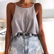 Load image into Gallery viewer, Women Tops Glitter Sleeveless Camisole Tee Shirt 2020 Spring Summer Lady Tops Blouse Slim Fit Tank Tops Fashion Female Blusa D30
