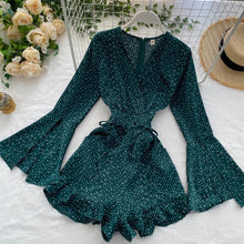 Load image into Gallery viewer, 2020 New Beach Skirt Pants Seaside Holiday Jumpsuit Female Fashion Trumpet Sleeves Waist Waist Was Thin Wave Dot Dress  G1481
