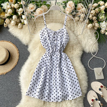 Load image into Gallery viewer, New 2020 Women Polka Dot Rompers Fashion Summer Sexy V-neck Bandage Slim Shorts Jumpsuits Ladies Overalls spaghetti Playsuits
