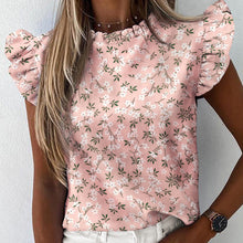 Load image into Gallery viewer, Women Pineapple Floral Print Ruffle Blouse 2020 Summer Butterfly Sleeve Shirt Elegant Office Lady O-Neck Tops Blusa Streetwear
