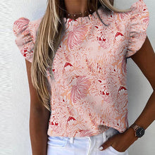 Load image into Gallery viewer, Women Pineapple Floral Print Ruffle Blouse 2020 Summer Butterfly Sleeve Shirt Elegant Office Lady O-Neck Tops Blusa Streetwear
