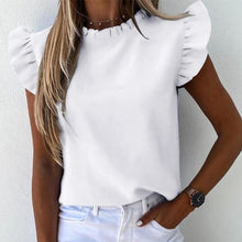 Load image into Gallery viewer, Women Pineapple Floral Print Ruffle Blouse 2020 Summer Butterfly Sleeve Shirt Elegant Office Lady O-Neck Tops Blusa Streetwear
