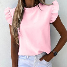 Load image into Gallery viewer, Women Pineapple Floral Print Ruffle Blouse 2020 Summer Butterfly Sleeve Shirt Elegant Office Lady O-Neck Tops Blusa Streetwear
