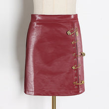 Load image into Gallery viewer, TWOTWINSTYLE Patchwork Pins Asymmetrical Women's Skirts High Waist PU Leather Casual Mini Skirt For Female 2020 Fashion Clothing
