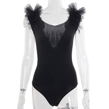 Load image into Gallery viewer, Dulzura mesh deep v neck women bodysuit bodycon sexy streetwear 2020 summer clothes elegant party romper body sexy club fashion
