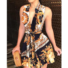 Load image into Gallery viewer, 2020 New Fashion Floral Print Women Summer Dress Sleeveless V-Neck Tie Waist Shirt Dress
