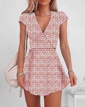Load image into Gallery viewer, 2020 Summer Women Fashion Printed Casual Short Dress  Floral V-Neck Short Sleeve Mini Dress
