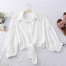 Load image into Gallery viewer, 2020 Summer Chiffon Blouses Women Batwing Sleeve Loose Ladies Crop Tops Plus Size Chiffon Kimono boho Shirts chemisier femme
