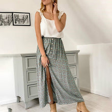 Load image into Gallery viewer, Shyloli High Split High Waist Button Ankle-Length Summer Skirt Elastic Waist Fashion Floral Printed Women's Skirt 2020
