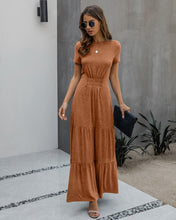 Load image into Gallery viewer, WEPBEL Fashion Women 's Dress Casual O-Neck Solid Short Sleeves Loose Women Ankle-Length Dress Casual
