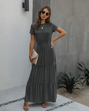 Load image into Gallery viewer, WEPBEL Fashion Women 's Dress Casual O-Neck Solid Short Sleeves Loose Women Ankle-Length Dress Casual
