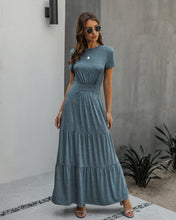 Load image into Gallery viewer, WEPBEL Fashion Women 's Dress Casual O-Neck Solid Short Sleeves Loose Women Ankle-Length Dress Casual
