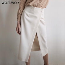 Load image into Gallery viewer, WOTWOY Summer Formal High-Waist Women Skirt 2020 Office Lady Mid-Calf Length Straight Women's Skirt Elegant White Skirt Femme

