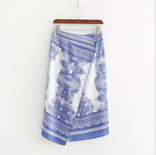 Load image into Gallery viewer, Women Placement Print Asymmetric Wrapped Skirt Female Elegant Midi Skirts 2019 Summer Lady Loose Longuette
