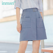 Load image into Gallery viewer, INMAN 2020 Summer New Arrival Cotton High Waist Pure Cotton Safari Style Pure And Fresh A-line Skirt
