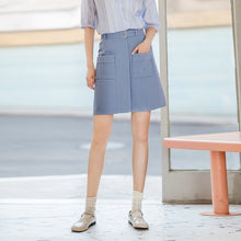 Load image into Gallery viewer, INMAN 2020 Summer New Arrival Cotton High Waist Pure Cotton Safari Style Pure And Fresh A-line Skirt
