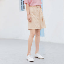 Load image into Gallery viewer, INMAN 2020 Summer New Arrival Cotton High Waist Pure Cotton Safari Style Pure And Fresh A-line Skirt
