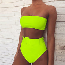 Load image into Gallery viewer, High Waist Bikini 2020 Sexy Black Swimwear Women Swimsuit High Leg Bandeau Bikinis Set Swimming for Bathing Suit Woman Swimsuits
