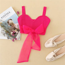 Load image into Gallery viewer, Pink Backless Knitted Short Blouse shirt Women Sexy V-neck Bow Slim Sling Top Shirt Feminine Summer Holiday Tops Blouse 2020
