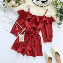 Load image into Gallery viewer, New 2020 Women Playsuit Fashion Spaghetti Strap Off The Shoulder Slim Bodysuits Ladies Elegant Casual Romper Shorts Jumpsuits
