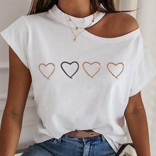 Load image into Gallery viewer, Simplee Women printed short sleeve round neck Shirt top Holiday beach summer style tops Cute square elegant solid slim blouses
