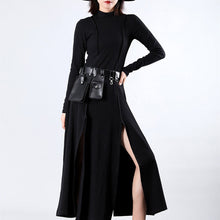 Load image into Gallery viewer, [EAM] Women Red Vent Split Joint Long Temperament Dress New Turtleneck Long Sleeve Loose Fit Fashion Spring Summer 2020 JZ343
