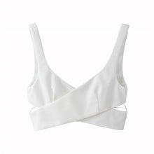 Load image into Gallery viewer, Sexy White Crop Camis Blouses Women Fashion V Neck Back Stretch Straps Female Shirts Blusas Chic Tops
