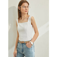 Load image into Gallery viewer, AMII Minimalism Spring Summer Fashion Solid Square Collar Women Tank Tops Causal Blouse Female camisole Tops 12070200
