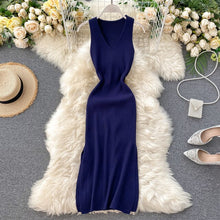 Load image into Gallery viewer, ALPHALMODA  Net Red Jersey Dress 2020 New Style Women's Sleeveless Waist Hugging Lace-up Elastic Split Heart Machine Skirt
