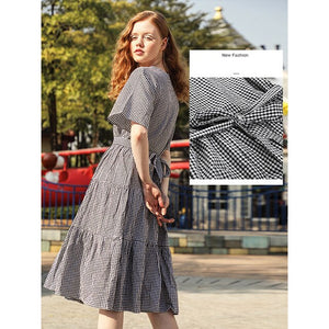 Toyouth 2020 Summer New Arrival Women Casual Korean Plaid Cake Skirt Fairy Skirt Thin Medium Length Dress For Female Girl