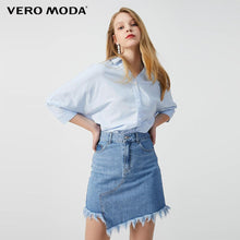 Load image into Gallery viewer, Vero Moda Women's Irregular Raw-edge 100% Cotton A-lined Denim Skirt | 319337506
